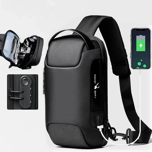 Anti-Theft Crossbody Men'S Waterproof Bag - USB 